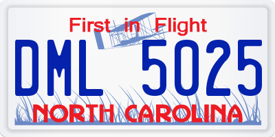 NC license plate DML5025