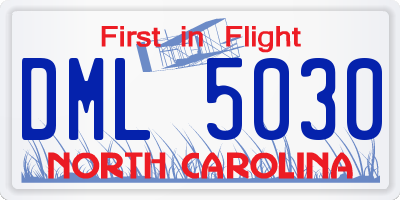 NC license plate DML5030