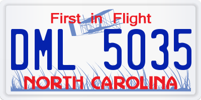 NC license plate DML5035