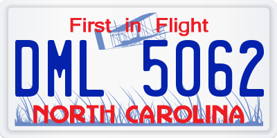 NC license plate DML5062
