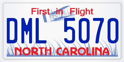 NC license plate DML5070