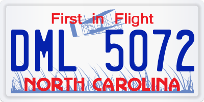 NC license plate DML5072