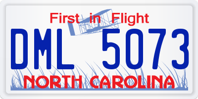 NC license plate DML5073