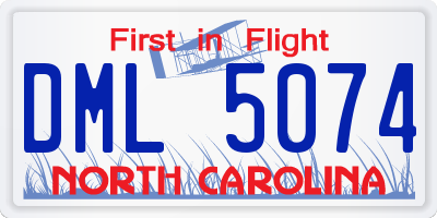 NC license plate DML5074