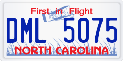 NC license plate DML5075