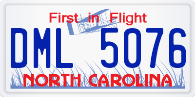 NC license plate DML5076