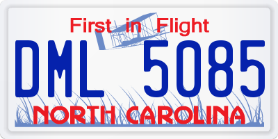 NC license plate DML5085