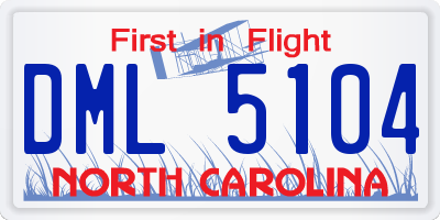 NC license plate DML5104