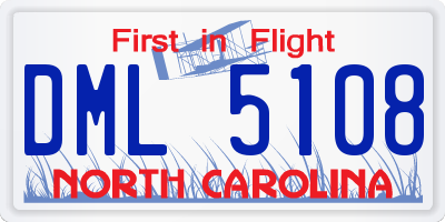 NC license plate DML5108