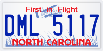NC license plate DML5117