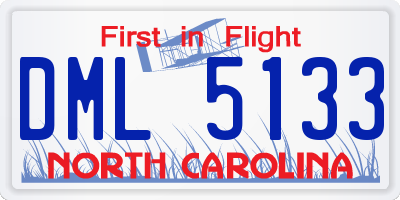 NC license plate DML5133