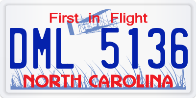 NC license plate DML5136
