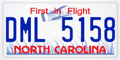 NC license plate DML5158