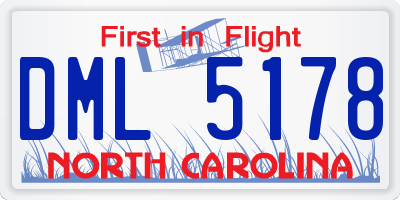 NC license plate DML5178