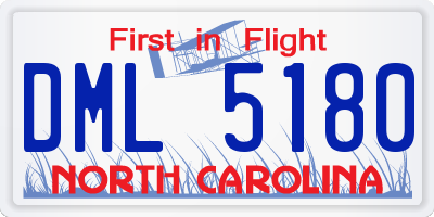 NC license plate DML5180