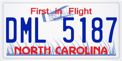 NC license plate DML5187