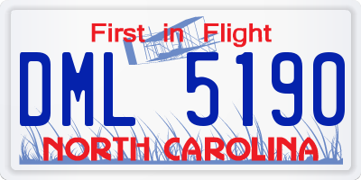 NC license plate DML5190