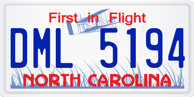 NC license plate DML5194