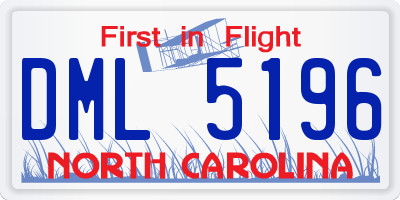 NC license plate DML5196