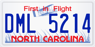 NC license plate DML5214