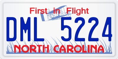 NC license plate DML5224