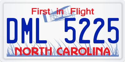 NC license plate DML5225