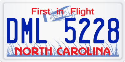 NC license plate DML5228