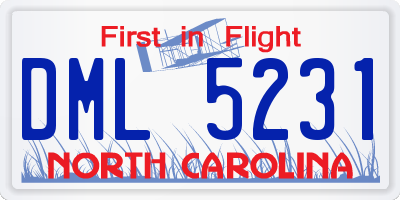 NC license plate DML5231