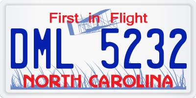 NC license plate DML5232