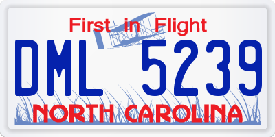 NC license plate DML5239