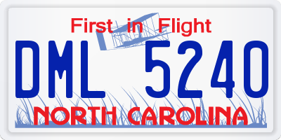 NC license plate DML5240