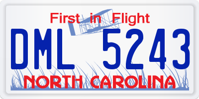 NC license plate DML5243