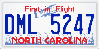 NC license plate DML5247