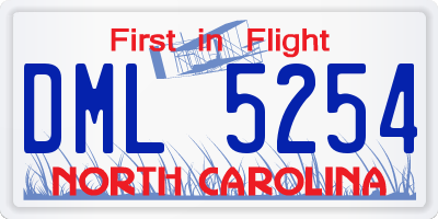 NC license plate DML5254