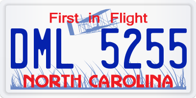 NC license plate DML5255