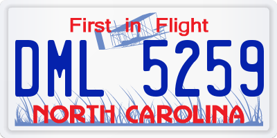 NC license plate DML5259