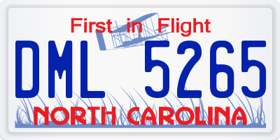 NC license plate DML5265