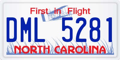 NC license plate DML5281