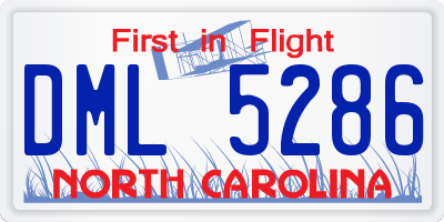 NC license plate DML5286