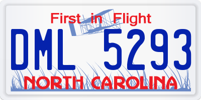 NC license plate DML5293