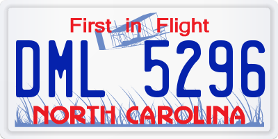 NC license plate DML5296