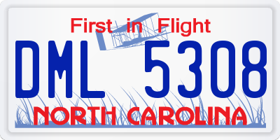 NC license plate DML5308
