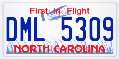 NC license plate DML5309