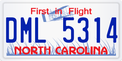 NC license plate DML5314