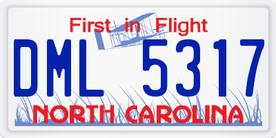 NC license plate DML5317