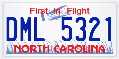NC license plate DML5321