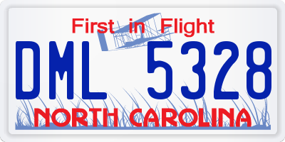 NC license plate DML5328