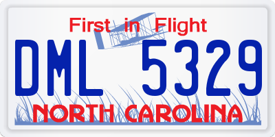 NC license plate DML5329