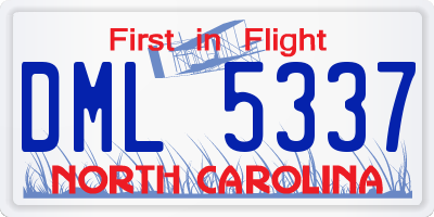 NC license plate DML5337