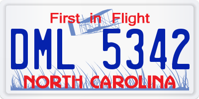 NC license plate DML5342
